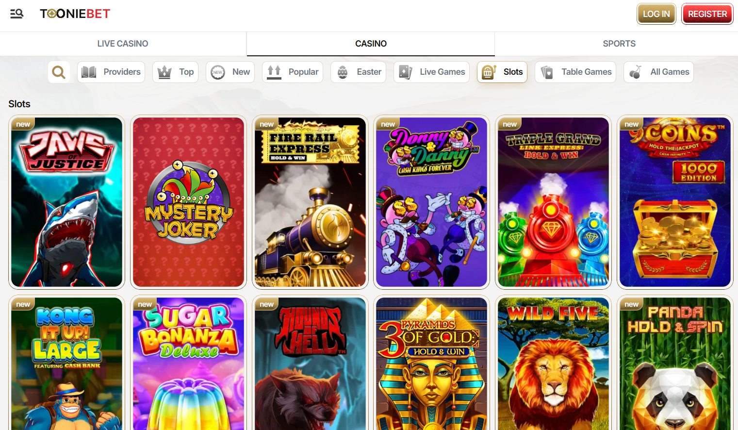 ToonieBet Games Selection